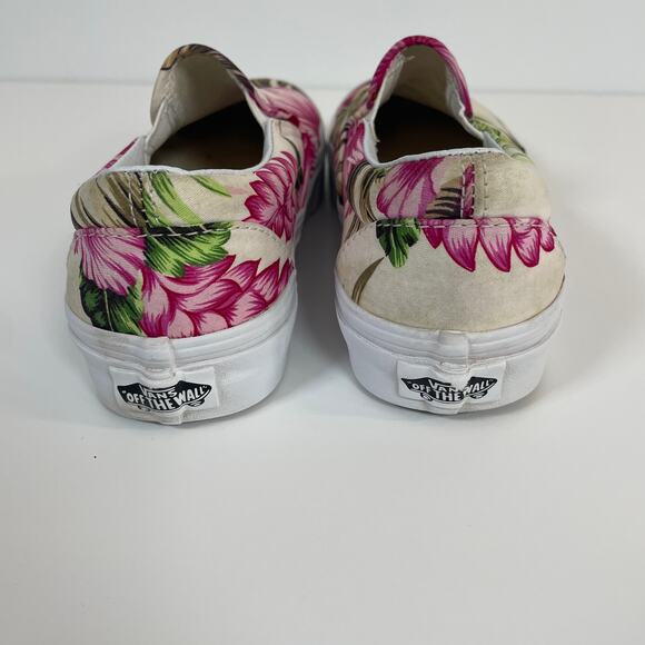 Vans Off the Wall Hibiscus Floral Print Slip On Shoes Women Size 5 Men Size 3.5 - Picture 5 of 14